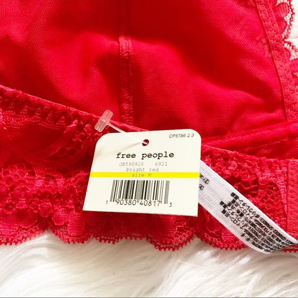 Free People Galloon Lace Bralette Red Medium - Picture 5 of 5